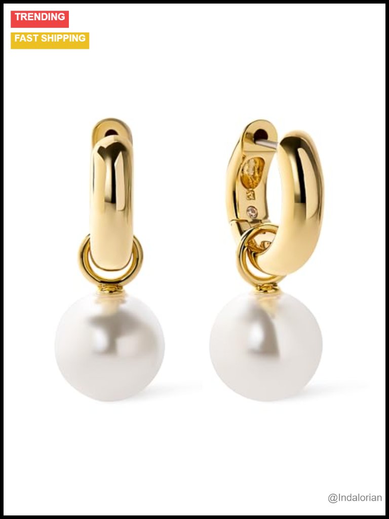 Pearl Huggie Hoops 14k Gold Plated Hypoallergenic Earrings